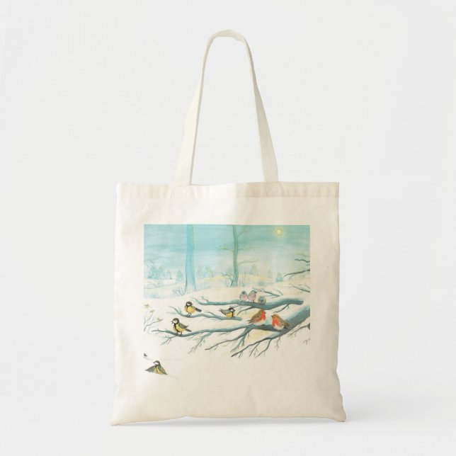 Forest birds in winter  tote bag (Front)