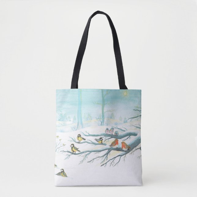 Forest birds in winter  tote bag (Front)