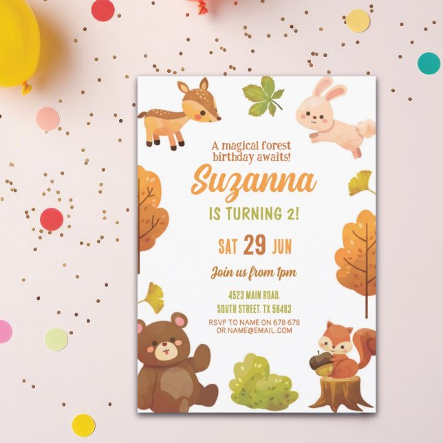 Forest Birthday Invitation Party Woodland Animals (Creator Uploaded)