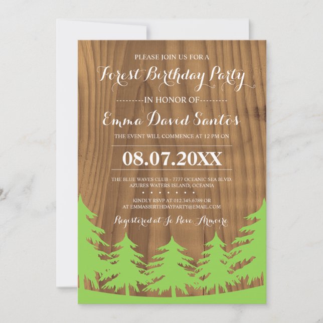Forest Birthday Party Invites (Front)