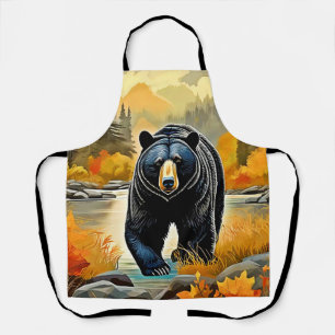 Forest Black Bear Autumn Apron