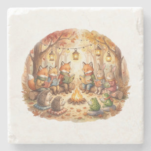 Forest Book Cosy Woodland cottagecore cushion Stone Coaster
