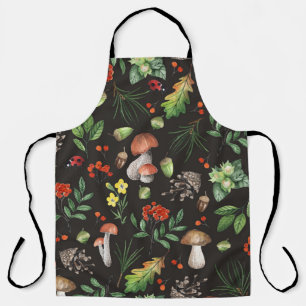 Forest Bounty: Watercolor Mushroom Pattern Apron