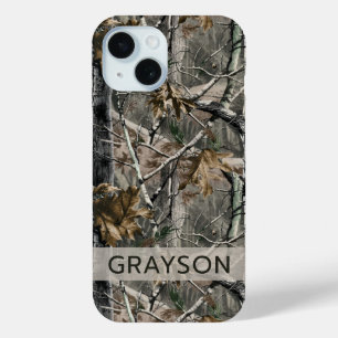 Forest Branches Camouflage Personalized iPhone 15 Case