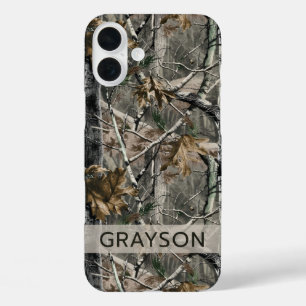 Forest Branches Camouflage Personalized iPhone 16 Plus Case