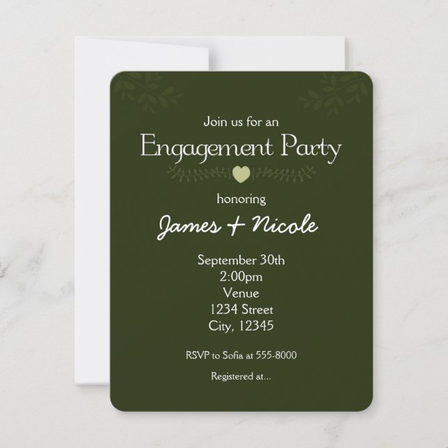 Forest Branches Rustic Engagement Party Invitation (Front)
