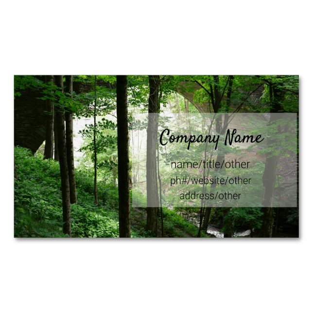 Forest Bridge Green Magnetic Business Cards (Front)