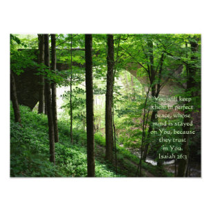 Forest Bridge Isaiah 26:3 Green Leaves Photo Print