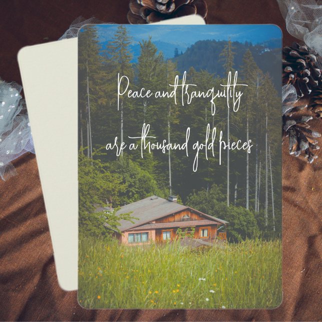 Forest cabin under the mountains  holiday card (Creator Uploaded)