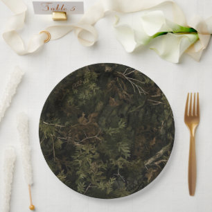 Forest Camo Pattern Paper Plate