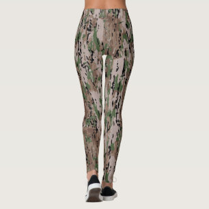 Forest Camouflage Tan Green Leggings