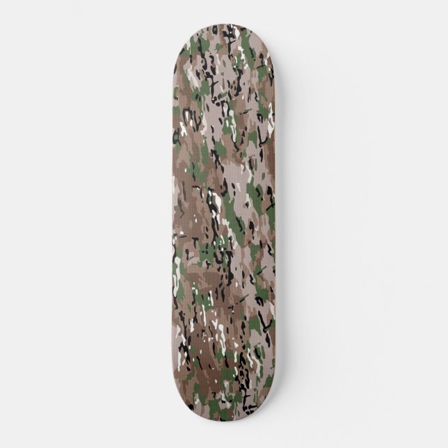 Forest Camouflage Tan Green Skateboard (Front)