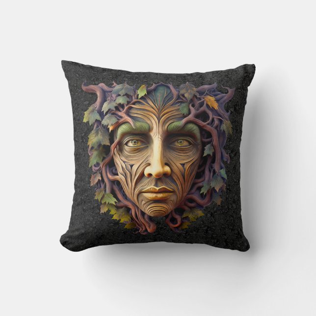 Forest Carving Throw Pillow (Front)