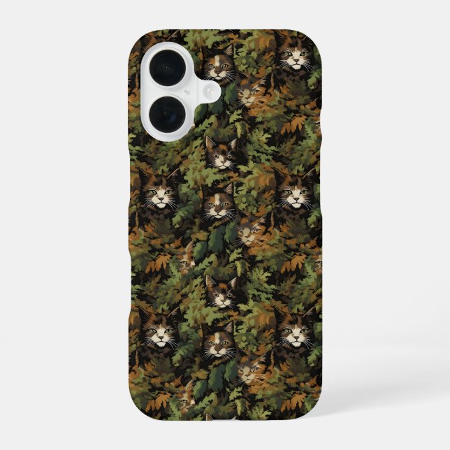 Forest Cat Pattern iPhone 16 Case (Back)