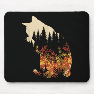 Forest cat silhouette autumn nature wildlife for mouse mat