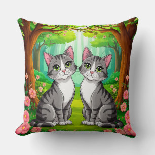 🐱 Forest Cats Vibrant Cosy Home Style Art ✨ Cushion
