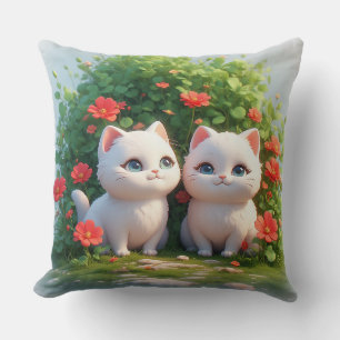 🐱 Forest Cats Vibrant Green Cosy Home 🌿 Cushion