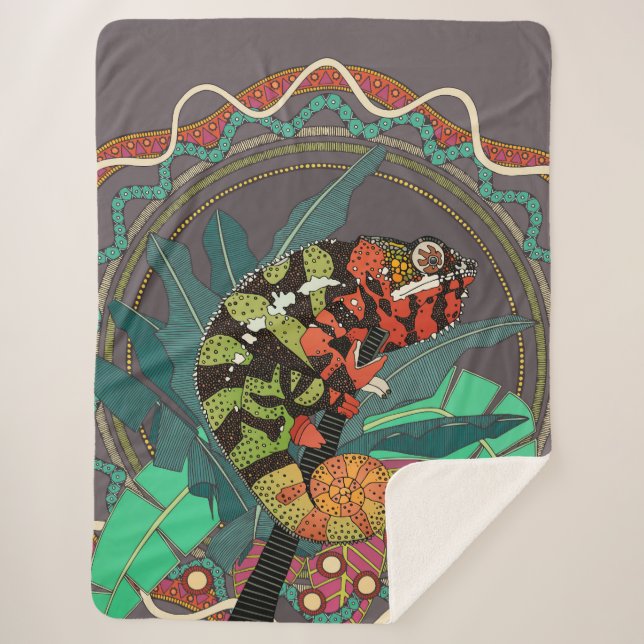 forest chameleon sherpa blanket (Front)