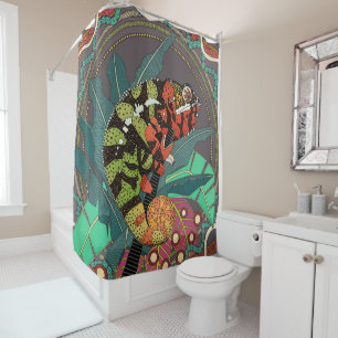 forest chameleon shower curtain