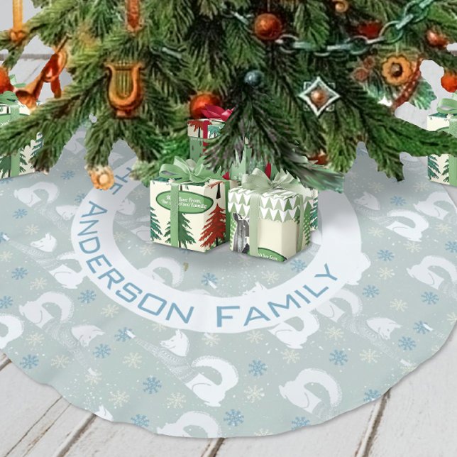 Forest Christmas Name Fox Shiba Inu Snowflake Brushed Polyester Tree Skirt (Creator Uploaded)