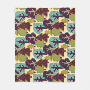 Forest Colour Doodle Trees Illustration Fleece Blanket
