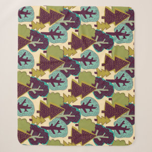 Forest Colour Doodle Trees Illustration Sherpa Blanket