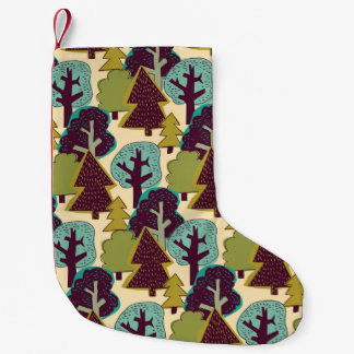 Forest Colour Doodle Trees Illustration Small Christmas Stocking