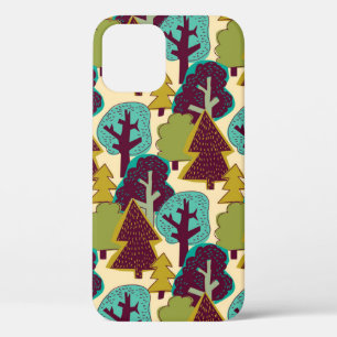 Forest colour seamless pattern. Wild nature landsc iPhone 12 Case