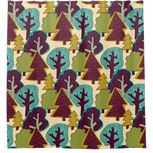 Forest colour seamless pattern. Wild nature landsc Shower Curtain (Front)