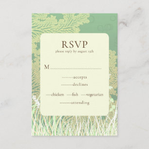 Forest Country Landscape Green Wedding RSVP Card