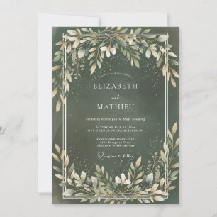 Forest Cream Leafy Wedding Invitation