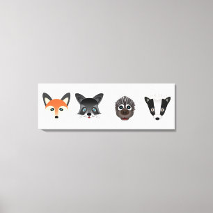 Forest Creatures 91.44cm x 30.48cm, 3.81cm, Single Canvas Print