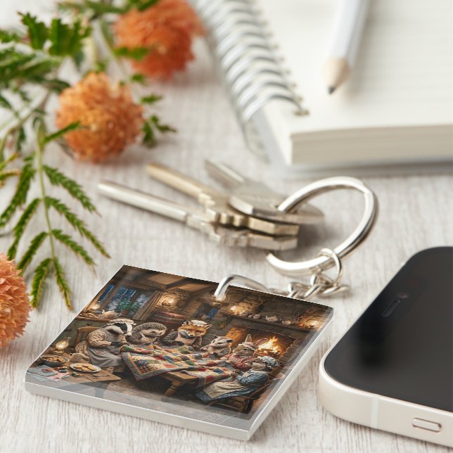 Forest Creatures Quilting Bee Key Ring (Front Right)
