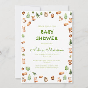 Forest Creatures Rustic Baby Shower Invitation