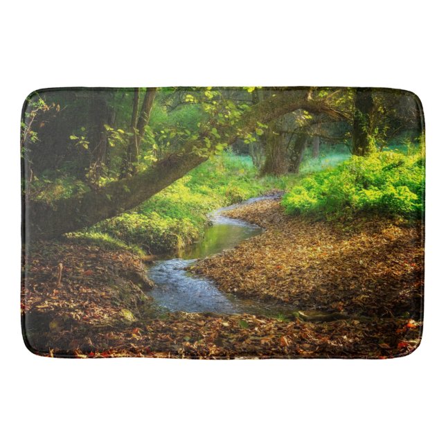 Forest Creek Beautiful Nature Landscape Photo Bath Mat (Front)