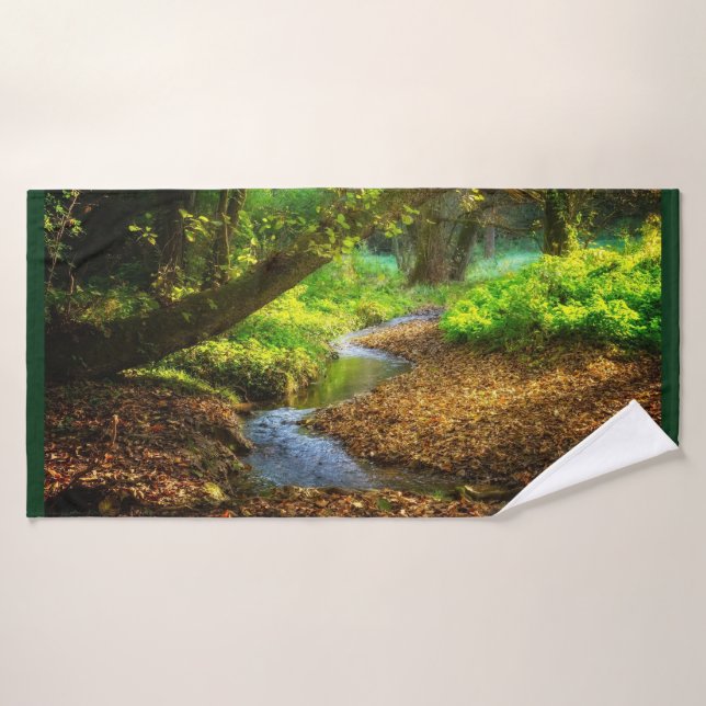 Forest Creek Beautiful Nature Landscape Photo Bath Towel Set (Bath Towel)