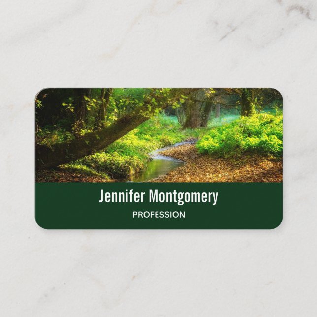 Forest Creek Beautiful Nature Landscape Photo Business Card (Front)