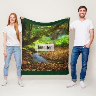 Forest Creek Beautiful Nature Landscape Photo Fleece Blanket