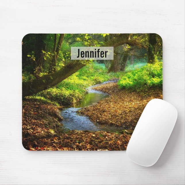Forest Creek Beautiful Nature Landscape Photo Mouse Mat (With Mouse)
