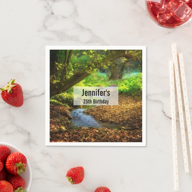 Forest Creek Beautiful Nature Landscape Photo Napkin (Insitu)