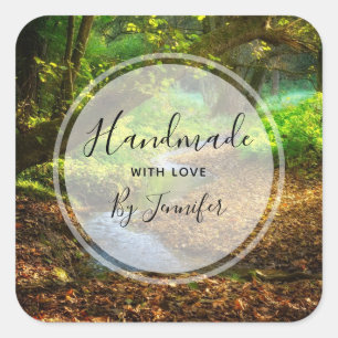 Forest Creek Beautiful Nature Landscape Photo Square Sticker