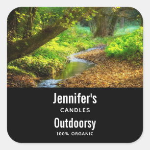 Forest Creek Beautiful Nature Photo Candle Square Sticker