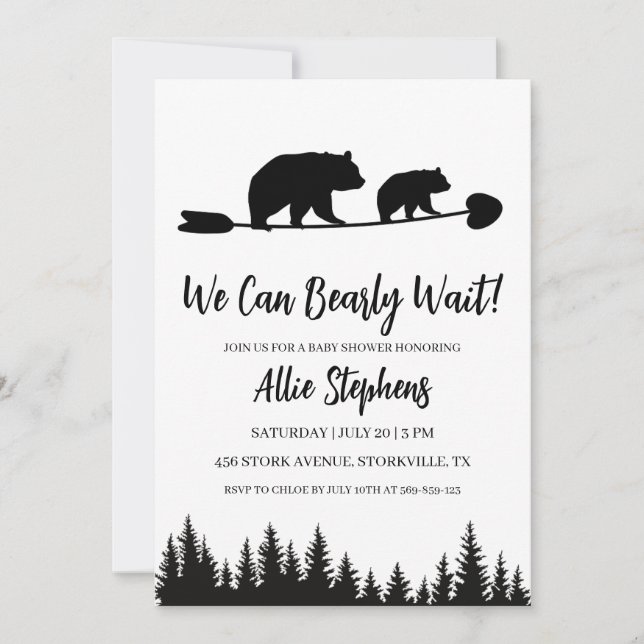 forest cub we can bearly wait invitations (Front)