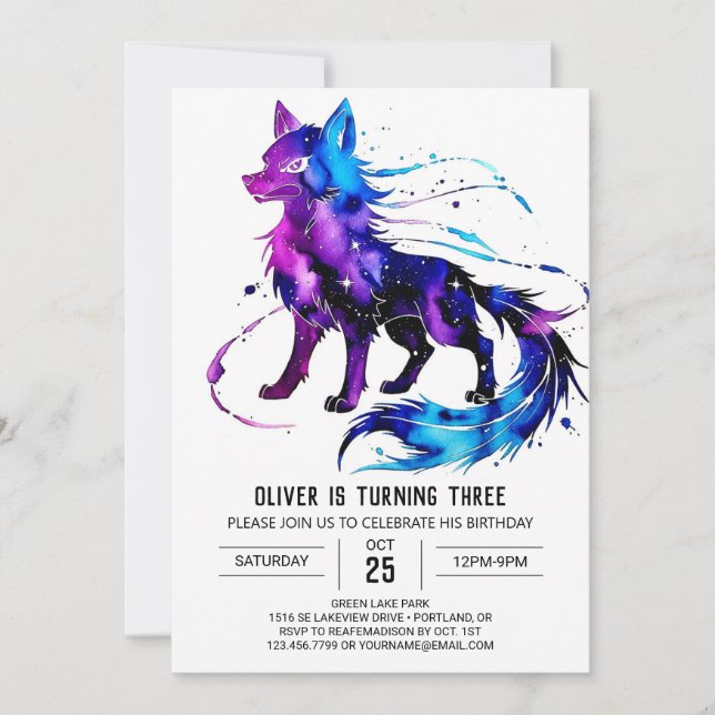 Forest Custom Wolf Digital Boy Birthday Invitation (Front)