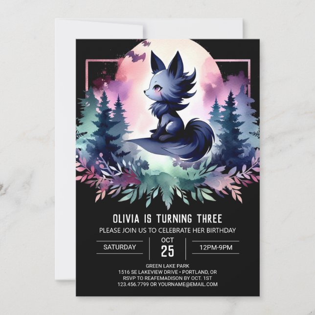 Forest Cute Wolf Birthday Invitation (Front)