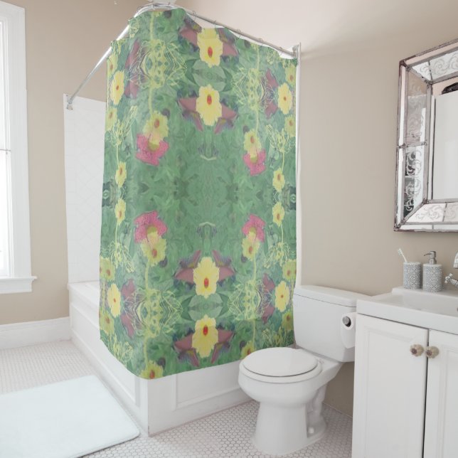 Forest Daisy Floor w/Name Shower Curtain (In Situ)
