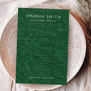 Forest dark green linen look earring display card