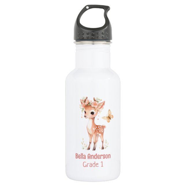 Forest Deer Animal Girl 532 Ml Water Bottle (Front)
