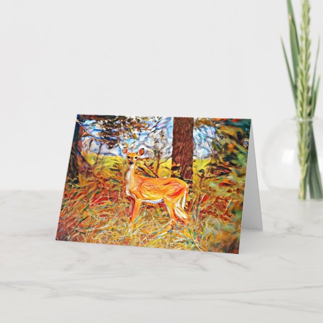 Forest Deer Art Note Card (Front)