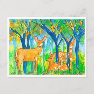 Forest Deer Autumn Landscape Postcard